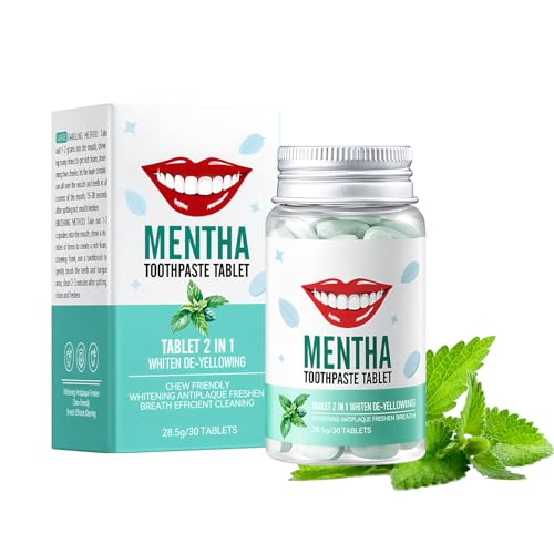 Hinapan Comprimidos Pasta Dental, Pastillas Dentales Mmasticables, Tablets Dentífrico Menta, Aliento Fresco Natural, Limpieza Profunda que Elimina Manchas, Higiene Bucal Portátil, Ideales para Viajes