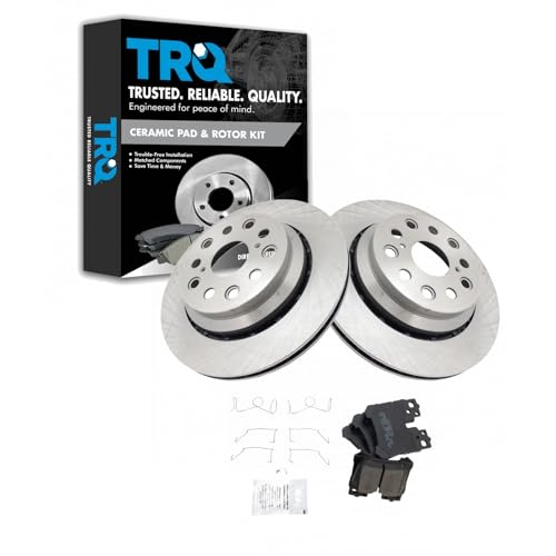 Image of TRQ Rear Ceramic Brake Pad and Rotor Set | For 07-08 Lexus LS460 09-13 RWD 14-17 L 14-17 Base Model