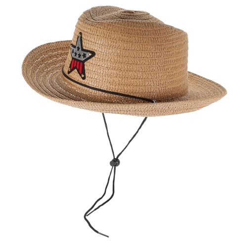 VOSAREA Boys and Girls Straw Hat Stylish Outdoor Sun Hat for Boy Girl Birthday Cap Khaki
