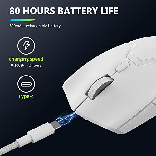 Image of DeLUX M800PRO Wireless Gaming Mouse, Rechargeable Lightweight Computer Mouse, with PAW3395 Sensor 26000DPI, Tri-Mode, Huano Pink Switches, Matt UV Coating (White)
