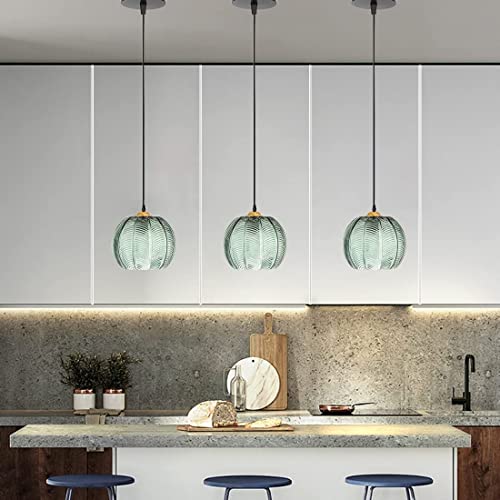 Suspension en verre 3 lampes Bépuzz design citrouille verte - 4