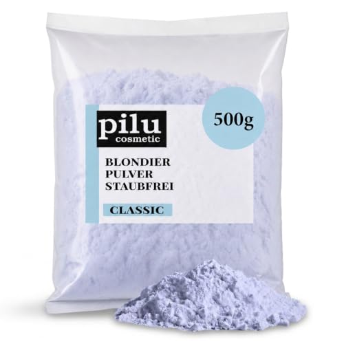 pilu cosmetic Blondierungspulver 500 g I Staubfreies blaues Blondierpulver im Beutel I Schonende Aufhellung bis zu 7 Nuancen I Hair Bleach mit Anti-Gelbstich I Bleach Powder CLASSIC STAUBFREI