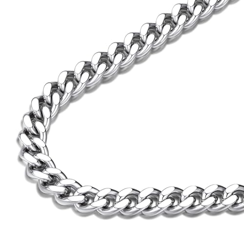 FindChic Cuban Linch Chain for Women Mens Chain Necklaces Stainless Steel Curb Link Thick 7MM...