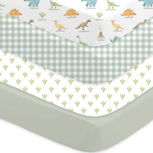 Image of Bimocosy Crib Sheets 4 Pack, 52 inch x 28 inch Baby Fitted for Boys & Girls