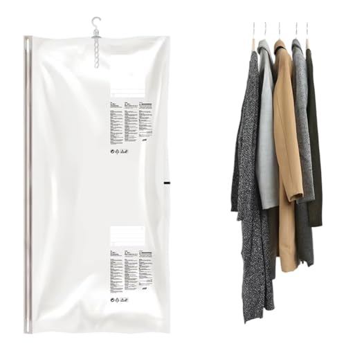 Hanging Vacuum Storage Bags, Space Saver Bags for Clothes, Vacuum Sealer Bags with Heavy Duty Hanging Hooks for Clothing, Suits and Jackets, Closet Organizers and Storage