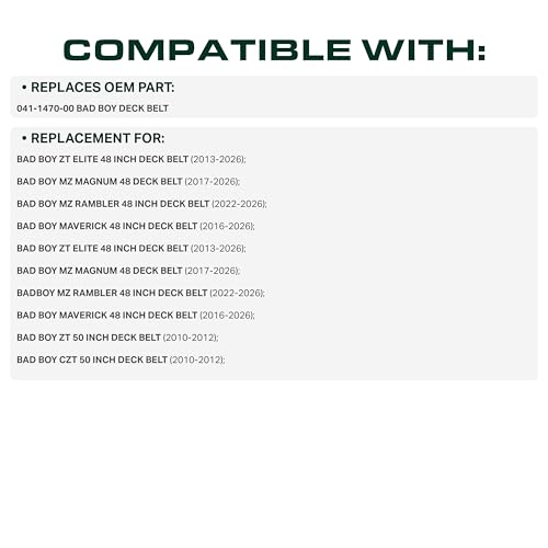 Image of UDC Parts 041-1470-00 Deck Belt Replacement for Bad Boy ZT Elite 48 Inch MZ Magnum Maverick HD Compact Outlaw CZT Elite B147 041147000 041 1470 00 Zero-Turn Mowers /Aramid Cord / 149.75 inches