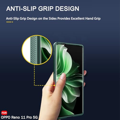 Image of TheGiftKart Liquid Silicon Back Cover Case for Oppo Reno 11 PRO 5G | ShockProof Military Grade Protection | Micro-Fibre Cloth On Inner Side | Anti-Slip Grip Oppo Reno 11 PRO 5G Back Cover (TPU, Green)