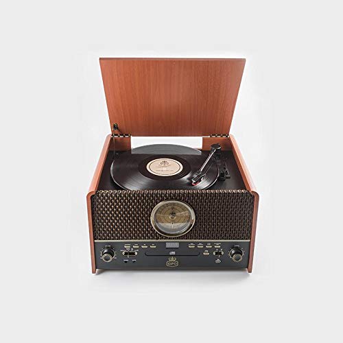 GPO Retro CHESTERTON - Record Player, 3-Speed Setting LP Vinyl Turntable, CD Player, USB, FM Radio, Cassette Player, AUX IN, Built-in Stereo Speakers - Brown