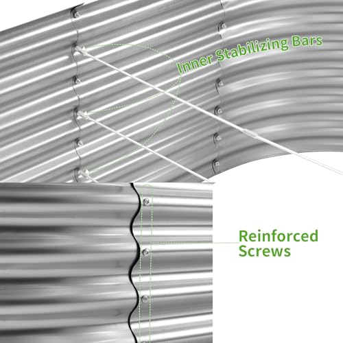 Land Guard 8x4x3ft Oval Galvanized Raised Garden Beds, Large-Capacity Metal Planter Box Outdoor, Durable Deep Raised Garden Bed 3ft Tall, Raised Beds for Gardening Vegetables, Classic Silver - Image 5