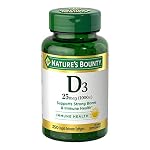 Nature's Bounty Vitamin D3 1000 IU Softgels, Immune Support, Promotes Healthy Bones, 1 Softgel per Day, Gluten Free, 350 Count