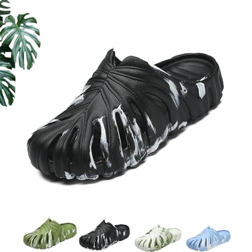 Monstera Shoes, Variegated Monstera Shoes for Women and Men, Thick Sole Eva Plant Leaf Slides, for Home, Beach, Bathroom