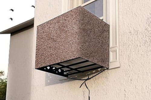 Image of The Furnishing Tree Window AC Cover for 2 Ton Capacity PVC Waterproof and Dustproof Sand Pattern Brown