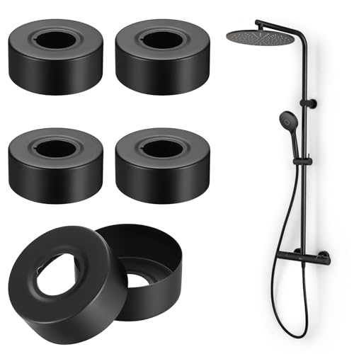 Set of 6 Black Cover Rosette Pipe Cover Stainless Steel Diameter 25 mm (3/4 Inch) Shower Rosettes Threaded Rosette Rosette Tap Pipe Cover for Bathroom Shower Tap Taps Angle Valve Radiator Cover