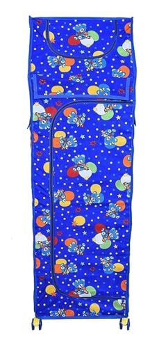 Image of YouCopia Baby Wardrobe Plastic Kids Storage Rack with Fabric Cover & Wheels | 6-Tier Plastic Shelves Organizer | Toy, Book & Clothes Storage Cabinet for Kids Room