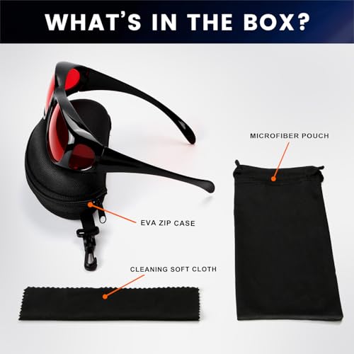 Image of Eyekepper Red Lens Blue Light Glasses Men,Fitover Blue Light Blocking Glasses Women, Red Light Glasses Eye Protection - Black
