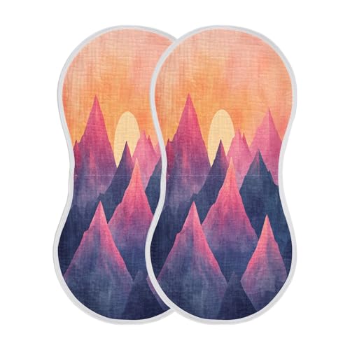 Mountain Sunset Plant Burp Cloths Cotton Baby Washcloths,Large 22x11in Burping Cloth Absorbent and Soft for Newborn Baby Boys and Girls,4 Pack2