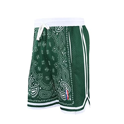 BOOMLEMON Men's Basketball Shorts Workout Athletic Paisley Shorts Mesh Print Running Short Pants3