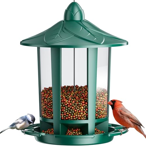 Birdream Bird Feeders for Outdoors, Classic Castle Design Fun Assembly Hanging Bird Feeder, Attracting Wild Birds Cardinals Goldfinches Chickadees Finches Sparrows - Green