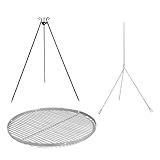 Cook King Stahl Schwenkgrill mit Grillzubehör | Dreibein Grill inkl. Edelstahl Grillrost Ø 70 cm | Handgefertigt in Europa