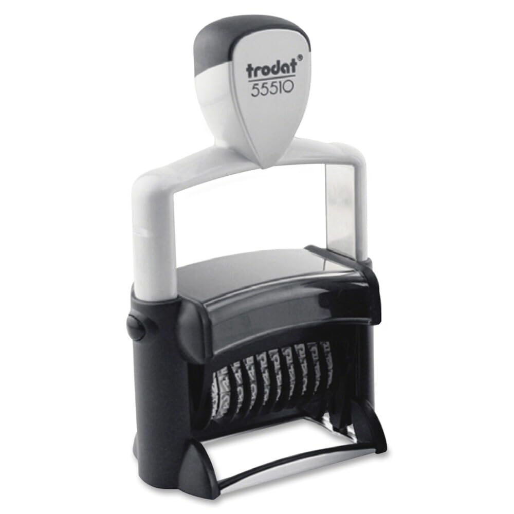 Trodat Professional 55510 Nummernstempel 10 Bänder, Selbstfärbend, 5 mm Schrifthöhe, Abdruck schwarz | Bürostempel, Abdruck 50x5 mm, Abdruck schwarz, selbstfärbend, dokumentenecht, archivierbar, Schrifthöhe 5 mm