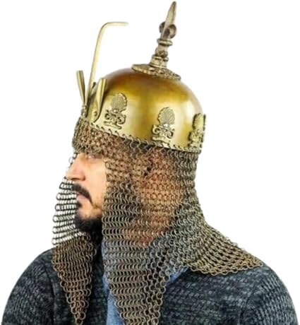 NauticaCollectical Ottoman Empire Islamic Helmet with Chain Mail Armor, Steel, Halloween Costume Accessory