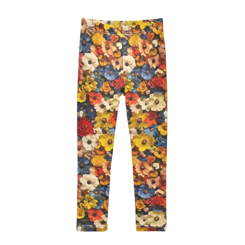 ALAZA Girls' Leggings Children's Yoga Pants Skinny Printed Dance Vivid Flower Comfortable 4T