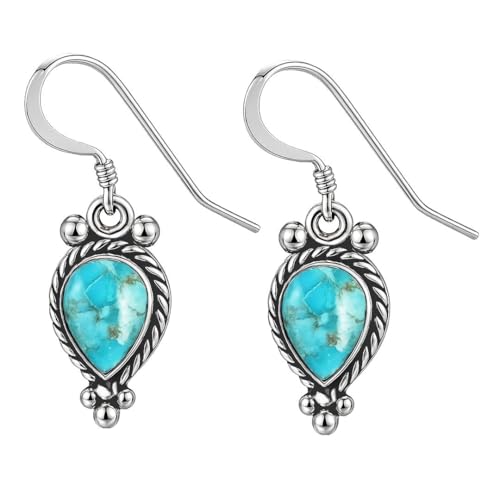Turquoise Earrings for Women in 925 Sterling Silver Drop Dangle Earrings Boho Western Turquoise Jewelry Birthday Gifts for Womens