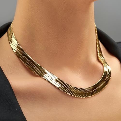 LIFETIME JEWELRY 11mm Flexible Herringbone Chain Necklace 24k Real Gold Plated2