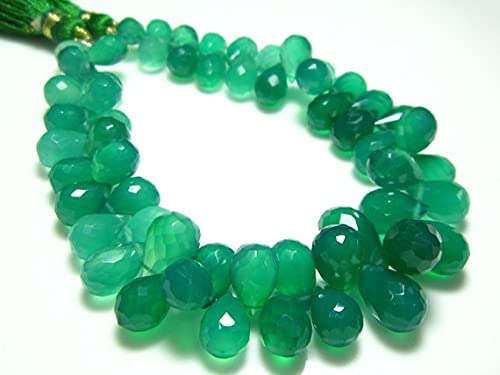 Green Onyx perles gouttes facettées fil de pierres naturelles vert onyx 5x6-7x13mm