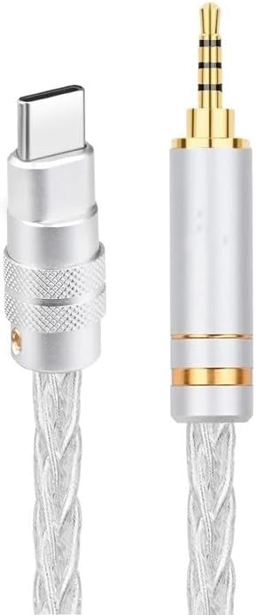 HiFi Pure Silver USB Type C to 3.5mm 2.5mm 4.4mm Jack Type-C Audio Cable for Car Speaker Headphones(Type c to 3.5,1m)