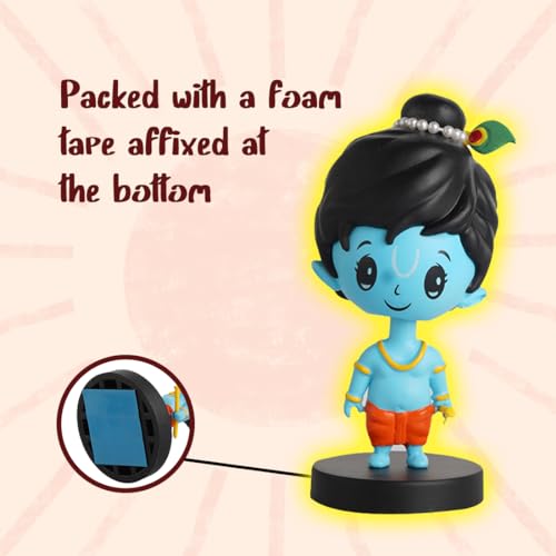 Image of Lord Shri Krishna Idol for Car Dashboard Bobblehead, Home Decor Items for Living Room, Office Desk, Murti for Gifting, Statue for Good Luck,Superhero Action Figure, Little Mor Pankh and Bansuri
