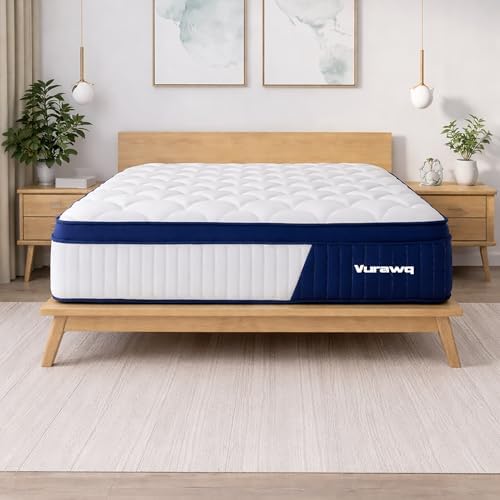 Vurawq 12 Inch Full Size Hybrid Mattress, Fiberglass Free, Gel Memory Foam & Individual Pocket Coils, Soft Plush Support for Back Pain Relief, CertiPUR-US Certified, Bed Mattress in a Box — view 6