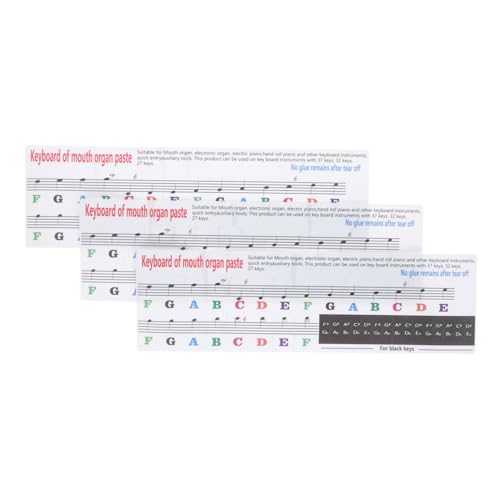 SAFIGLE Keyboard Stickers 3 Pack Harmonica Practice Decals Child Piano Stickers Accordion Learning Decals Boys and Girls Instruments