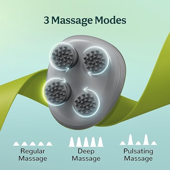 Image of Electric Scalp Massager | Rechargeable Head Massager for Scalp & Hair Growth | 96 Silicone Kneading Nodes for Stress Relief & Deep Cleaning | Waterproof Body Massage Machine