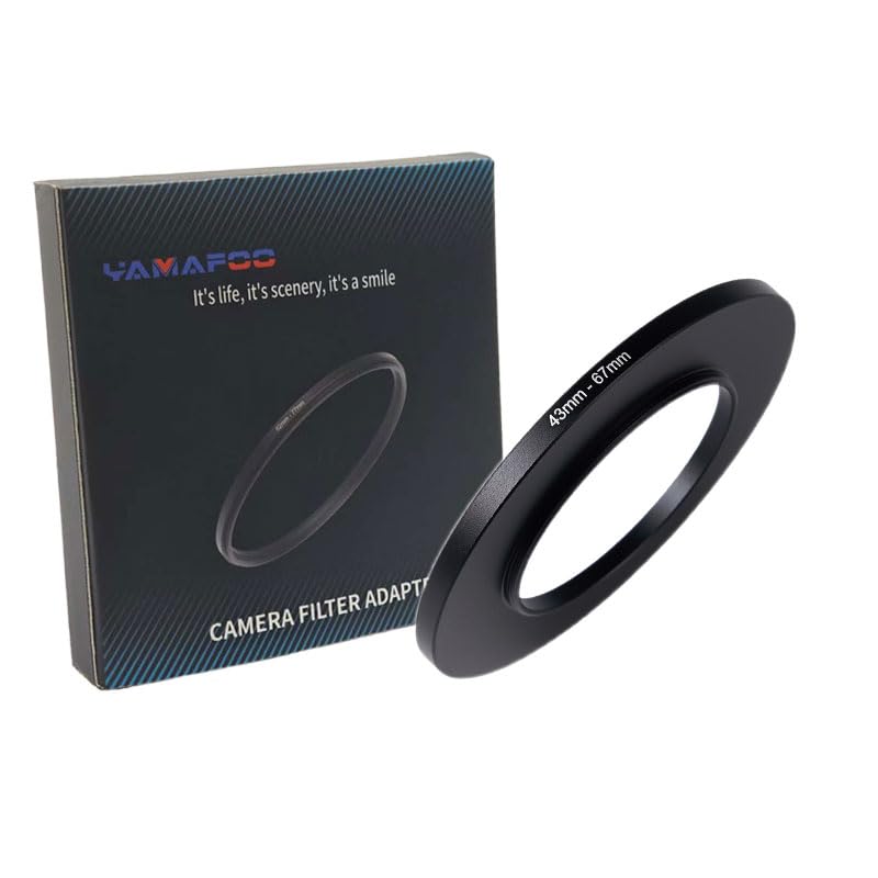 YAMAFOO 43mm to 67mm Step-Up Ring/Step Down Rings Filter Adapter for All Brands UV ND CPL Metal Ring Step-Up Rings Adapter Filter,Black (43-67)