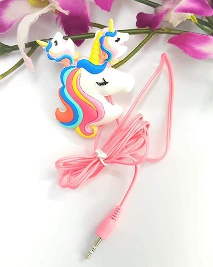 KidsZeeNie ® Cartoon Stylish Earphones for Kids with Mic| Birthday Gift for Girls Kids Cartoon Lead for Mobiles Kid’s Laptop Wired Earpiece Earplugs (Unicorn)-Set of 6-image-1