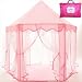 Princess Castle Tent with Large Star Lights String, Durable Kids Playhouse for Indoor & Outdoor Games, Stimulate Pretend and Imaginative Play, Have Fun, Encourage Social Interaction, Cute Pink