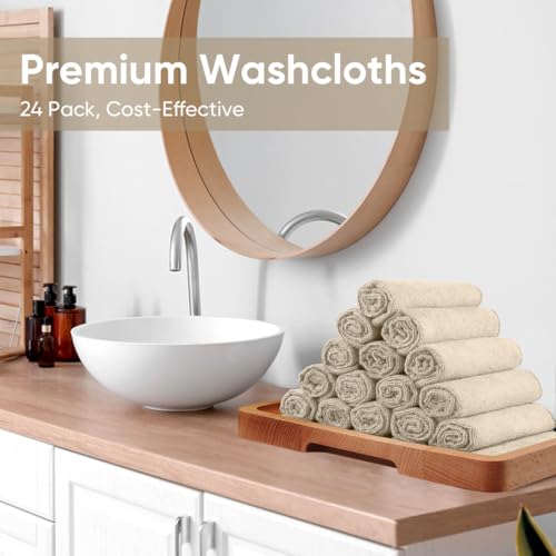 Image of HOMEXCEL Microfiber Washcloths 12 Pack, Highly Absorbent and Soft Face Towel, Multi-Purpose Wash Cloths for Bathroom, Gym, Hotel, Spa and Kitchen, Multicolor 12x12 Inch, Brown