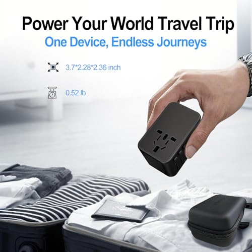 Image of JMFONE Universal Travel Adapter GaN 120W, International Power Adapter with 4 USB-C & 1 USB-A & 2500W AC Outlet, Travel Charger for Europe UK US AU 200+ Countries, Fast Charging Laptops Tablets Phones