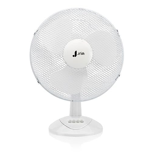 12 Inch Portable Desk Fan Lightweight 3 Speeds Wide-Angled Oscillation Powerful Airflow Quiet Operation Perfect for Home Bedroom or Office 12 inch Table Fan - White