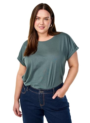 Zizzi Damen T-Shirt Große Größen Baumwolle Rundhalsausschnitt Größe Gr L Balsam Green