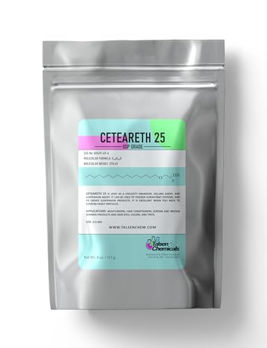 Ceteareth-25 Powder Emulsifier and Surfactant for Cosmetics and Personal Care Products, Ceteareth-25 (4 Ounce / 113 grams)