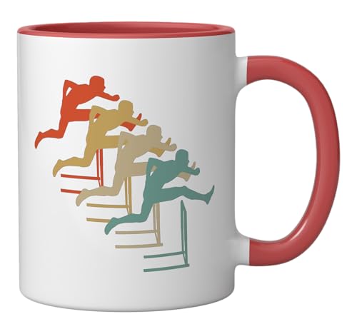 Taza de cerámica estilo retro 11 onzas rojo y blanco miniatura 2