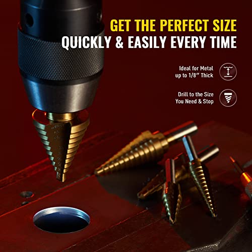 Zelcan SDB-2017-06 Hss 5Pcs Titanium Step Drill Bit Set With Automatic Center Punch For Sheet Metal thumb #2