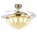 UWY Kronleuchter, Kristall Deckenventilator Licht, Moderne Deckenventilator Kristalllampe Klappbarer Deckenventilator Esszimmerlampe mit Ventilator Fernbedienung European Gorgeous