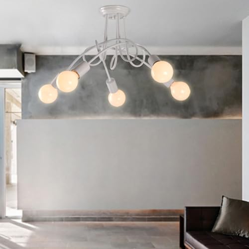 Plafonnier blanc moderne E27 idéal pour illuminer un salon chaleureux