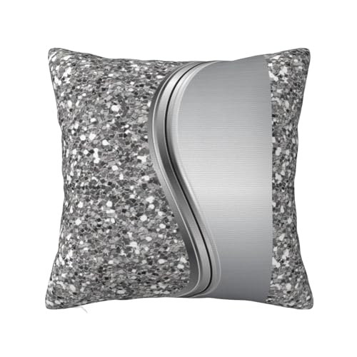 YsoLda Kissenbezug, dekorativer Überwurf-Kissenbezug, weiche Kissenbezüge 40 x 40 cm für Schlafzimmer, Sofa, silberfarbener Glitzer-Glamour-Bling