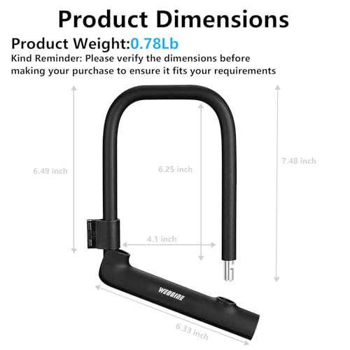 Image of Bike U Lock with 4ft Security Chain 14mm Shackle, Bike Lock with 3 Keys and Mounting Bracket, Bicycle U-Locks Perfect for Road, Mountain, and Electric Bikes,Bicycle Lock