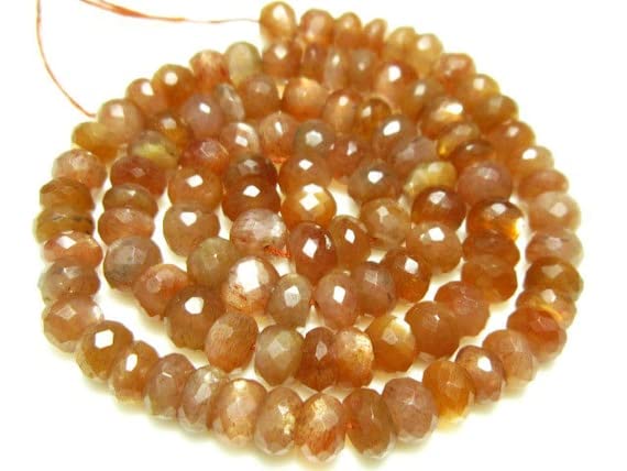 Sunstone rondelles facettées AA 5mm pour création de bijoux en pierres naturelles unique