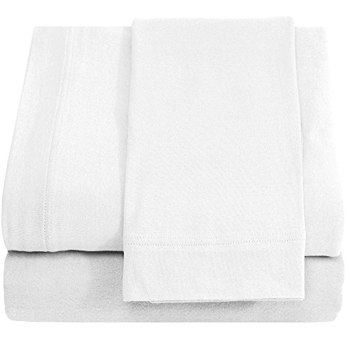Image of Twin XL Cotton Jersey Sheet Set, Soft & Comfy, Hospital Bedding, White